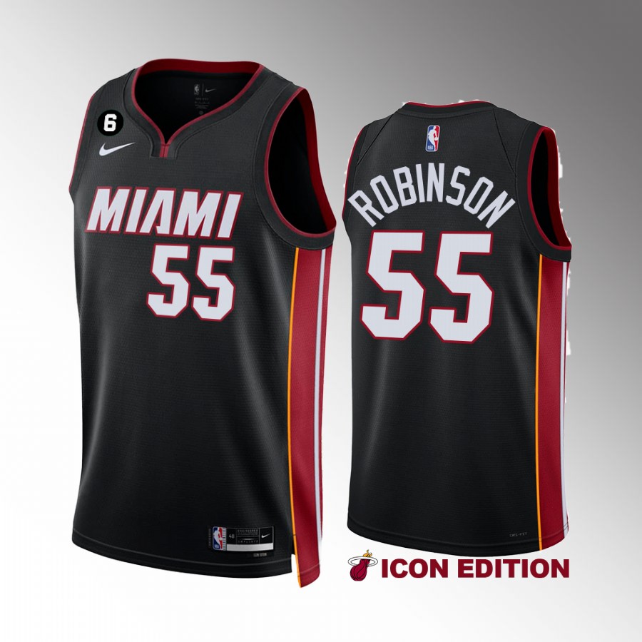 Miami Heat Duncan Robinson Icon Edition Black #55 Jersey NO.6 Patch