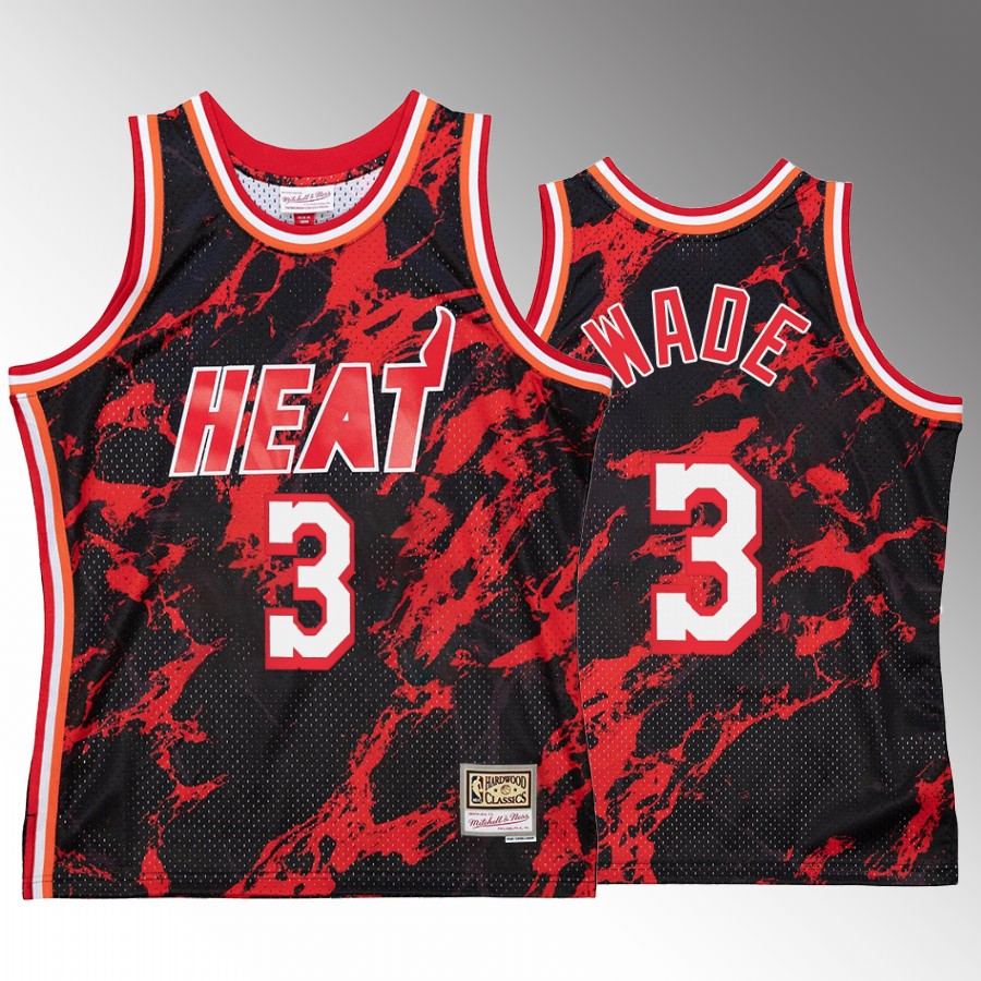 Miami Heat Dwyane Wade Marble Swingman #3 Red Hardwood Classics Jersey