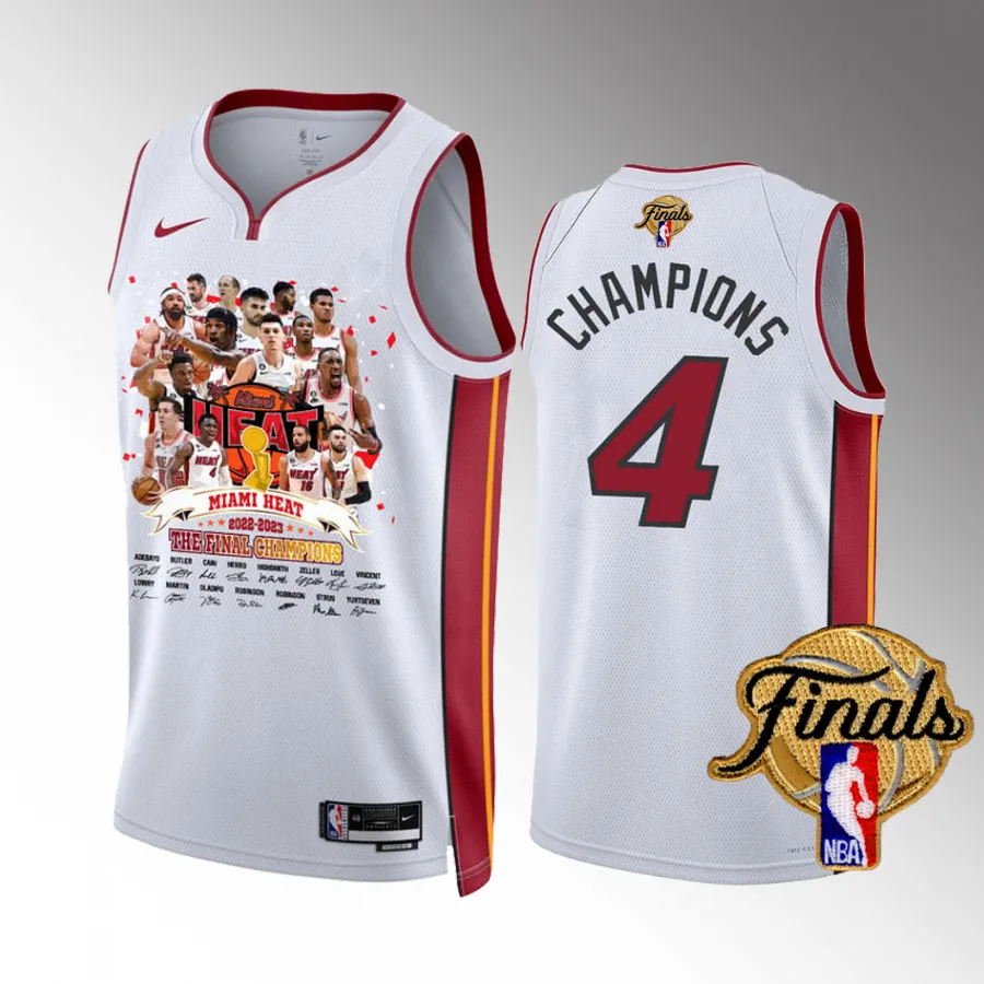 Miami Heat Final Champions White #4 Player Signture Jersey Men