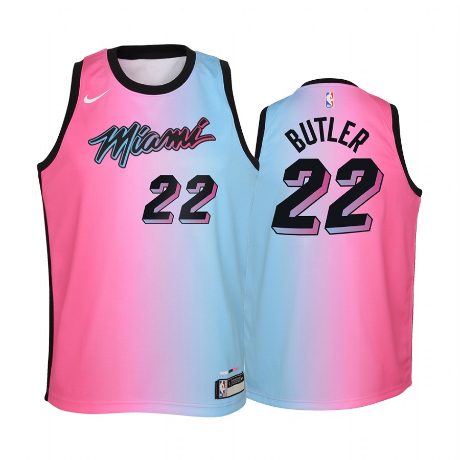 Miami Heat Jimmy Butler City Blue Pink Youth Jersey -