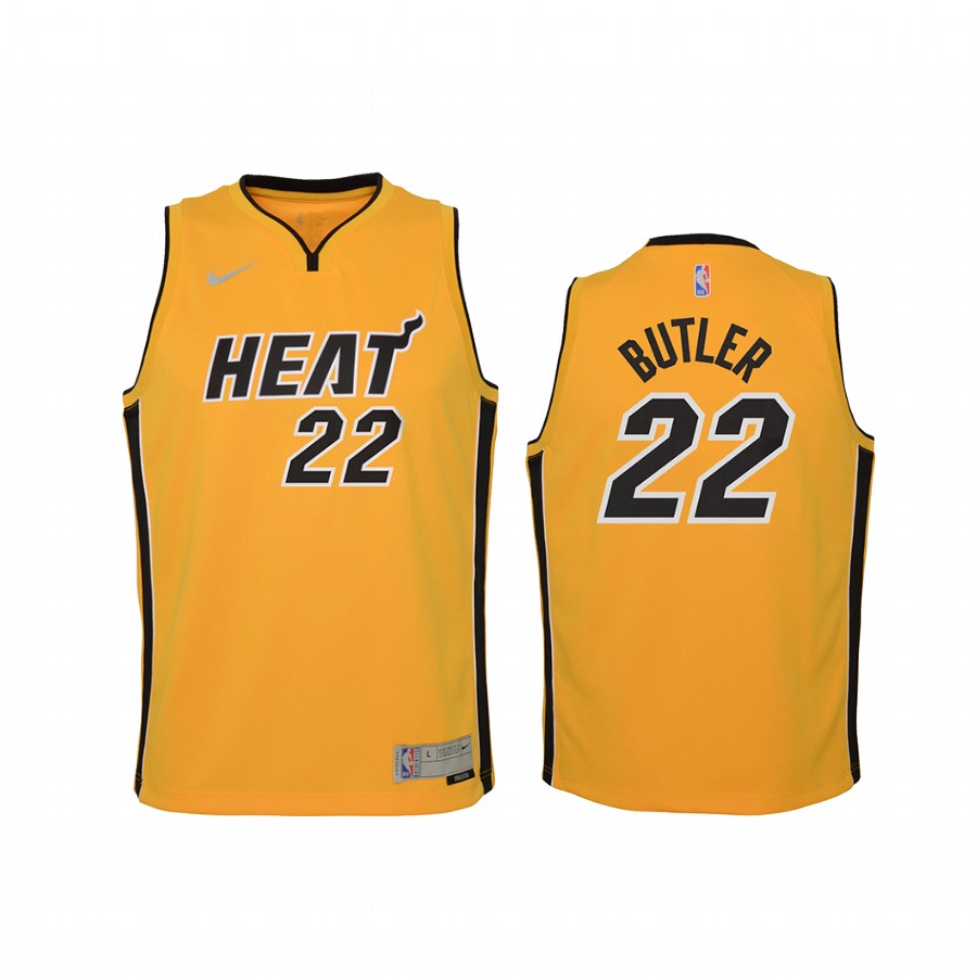 Miami Heat Jimmy Butler Earned Edition Yellow Youth Jersey Swingman #22
