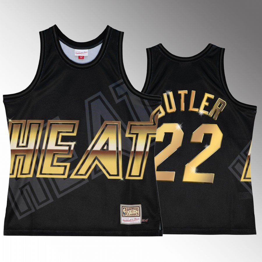 Miami Heat Jimmy Butler Black Big Face 4.0 Men Jersey Golden Logo