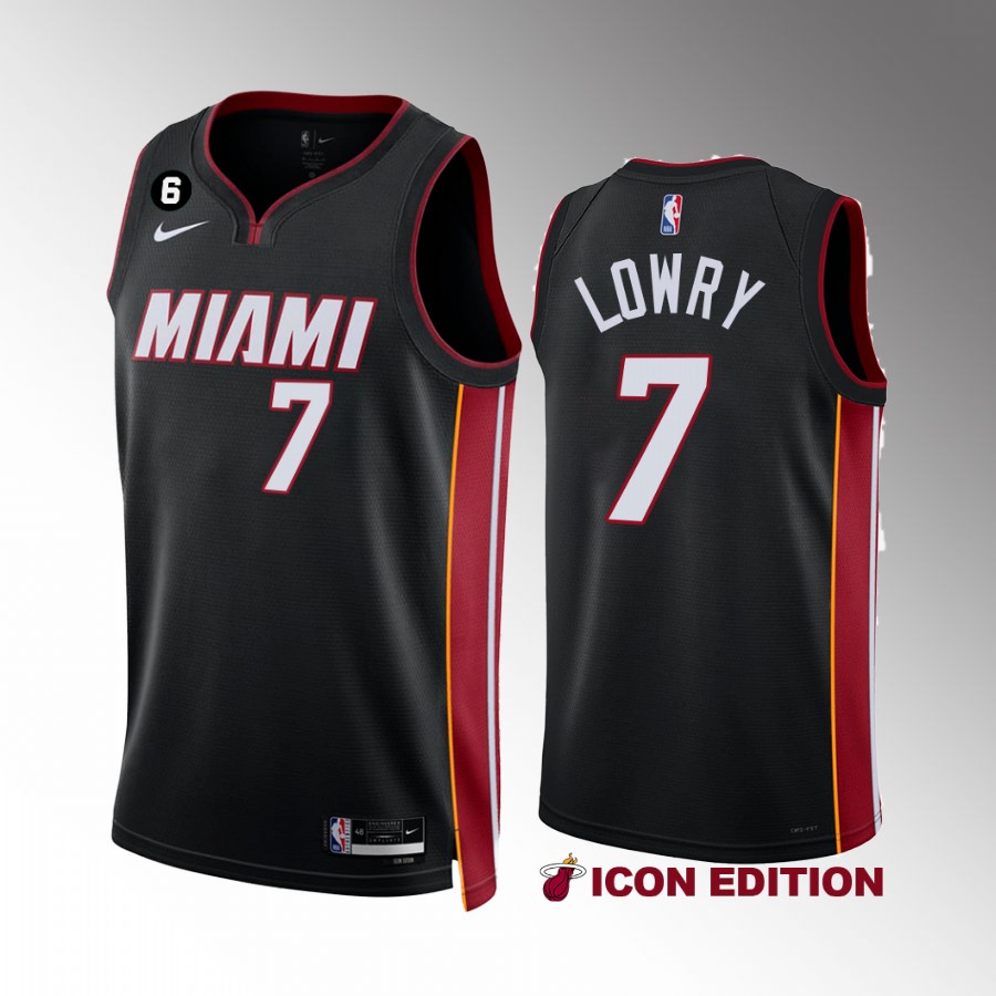 Miami Heat Kyle Lowry Icon Edition Black #7 Jersey NO.6 Patch