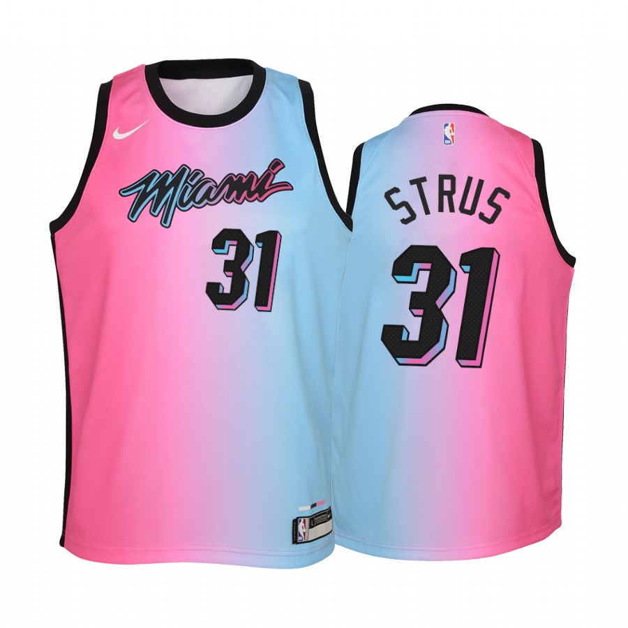 Miami Heat Max Strus City Blue Pink Youth Jersey - Rainbow
