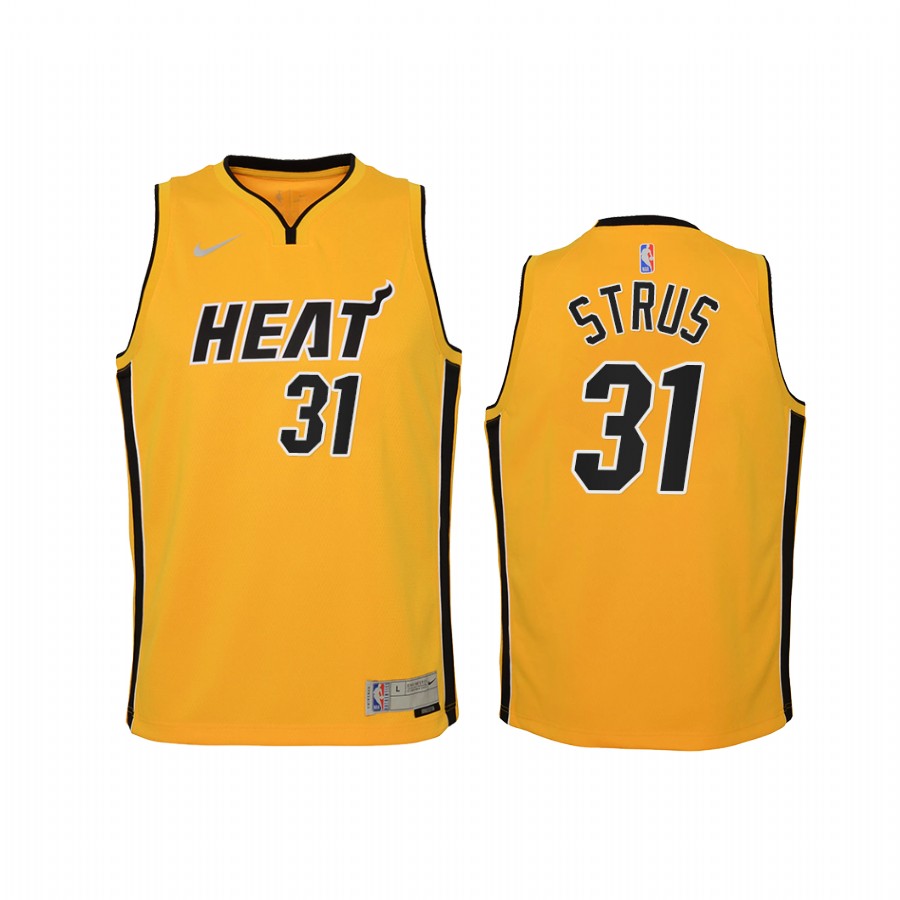 Miami Heat Max Strus Earned Edition Yellow Youth Jersey #31