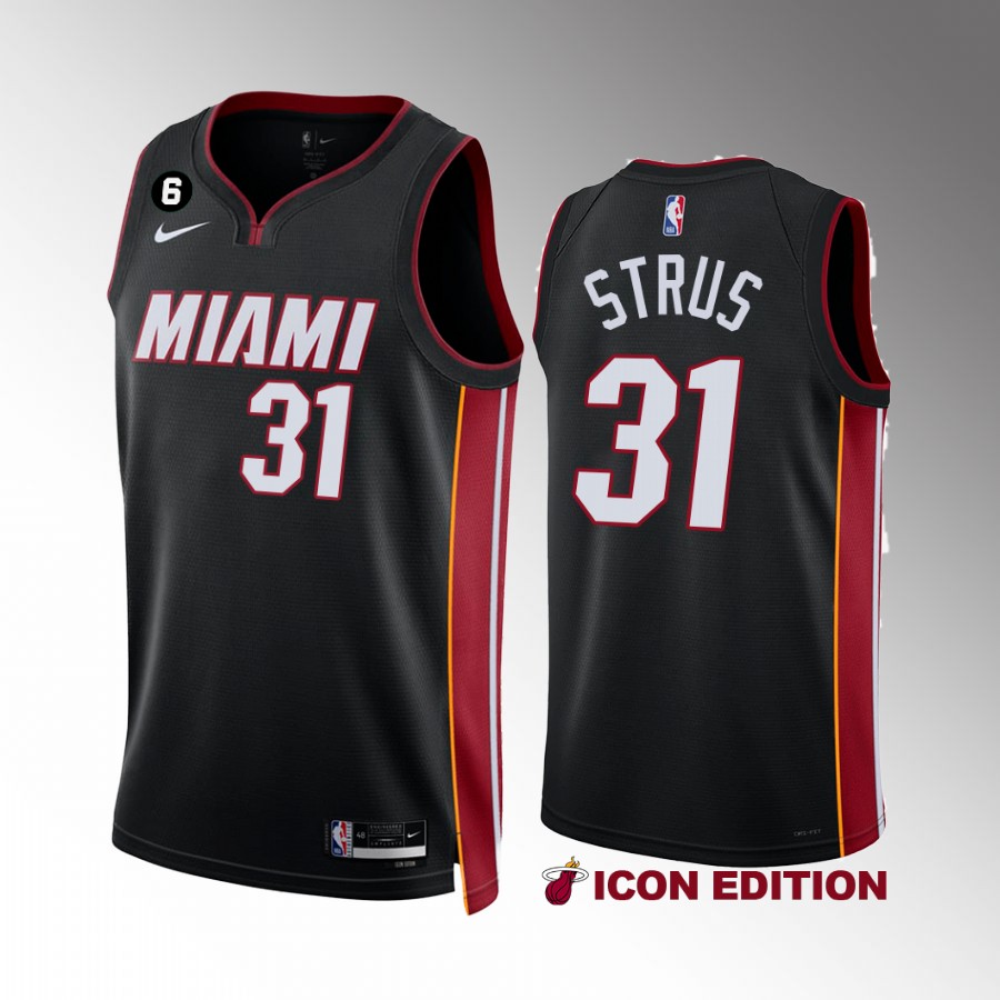 Miami Heat Max Strus Icon Edition Black #31 Jersey NO.6 Patch