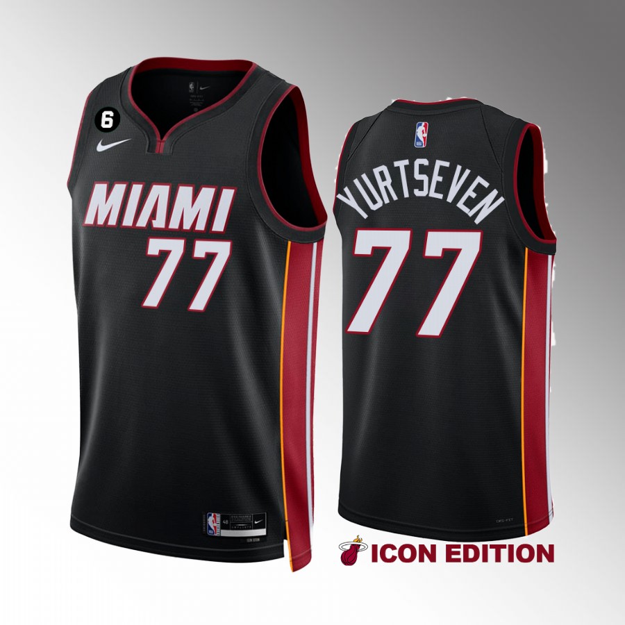 Miami Heat Omer Yurtseven Icon Edition Black #77 Jersey NO.6 Patch