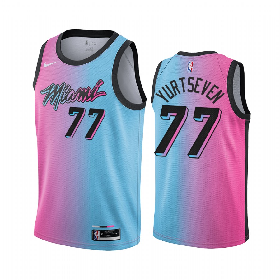 Miami Heat Omer Yurtseven #77 Blue Pink City Edition Jersey