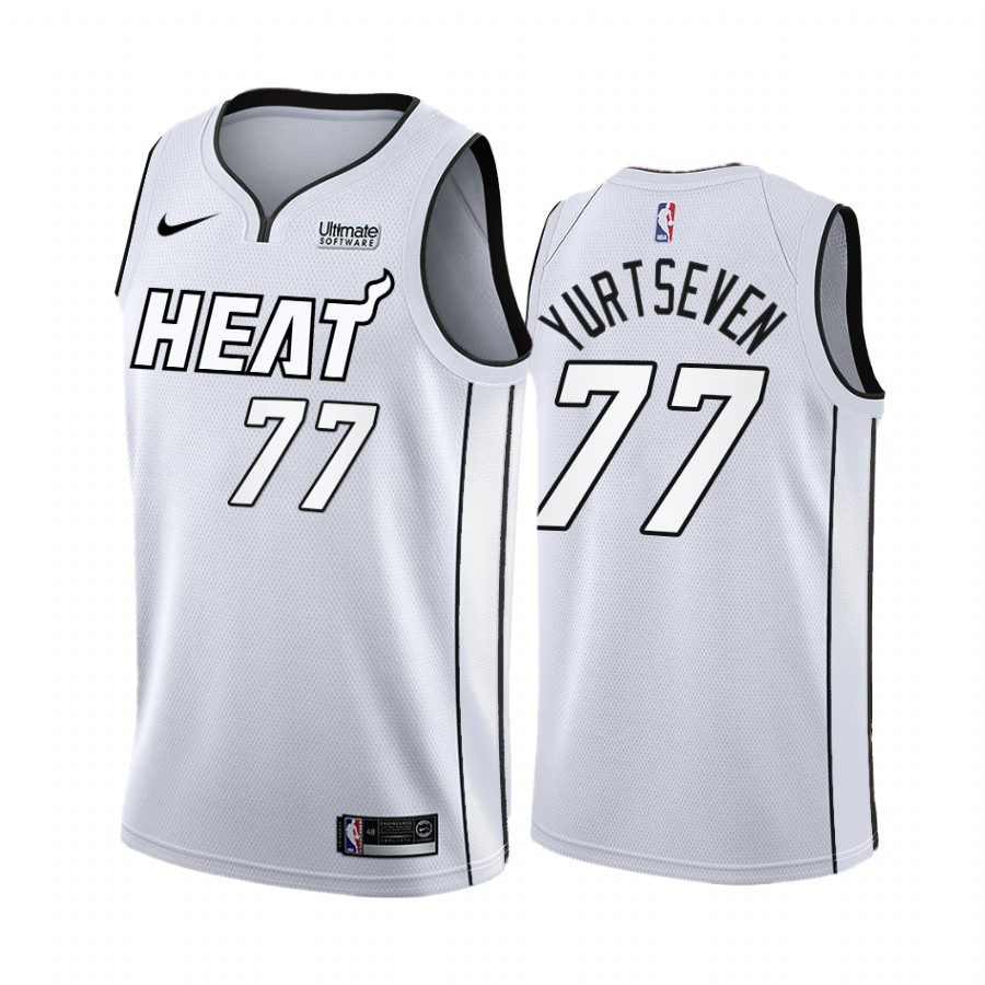 Miami Heat Omer Yurtseven White Hot Playoffs #77 Jersey