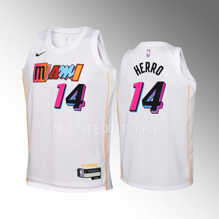 Miami Heat Tyler Herro City Edition White Youth Jersey Swingman #14