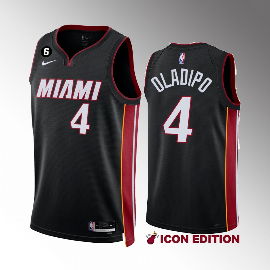 Miami Heat Victor Oladipo Icon Edition Black #4 Jersey NO.6 Patch
