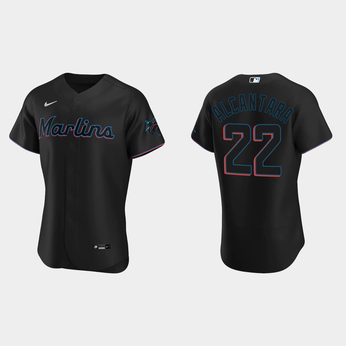Miami Marlins #22 Sandy Alcantara Alternate Jersey - Black