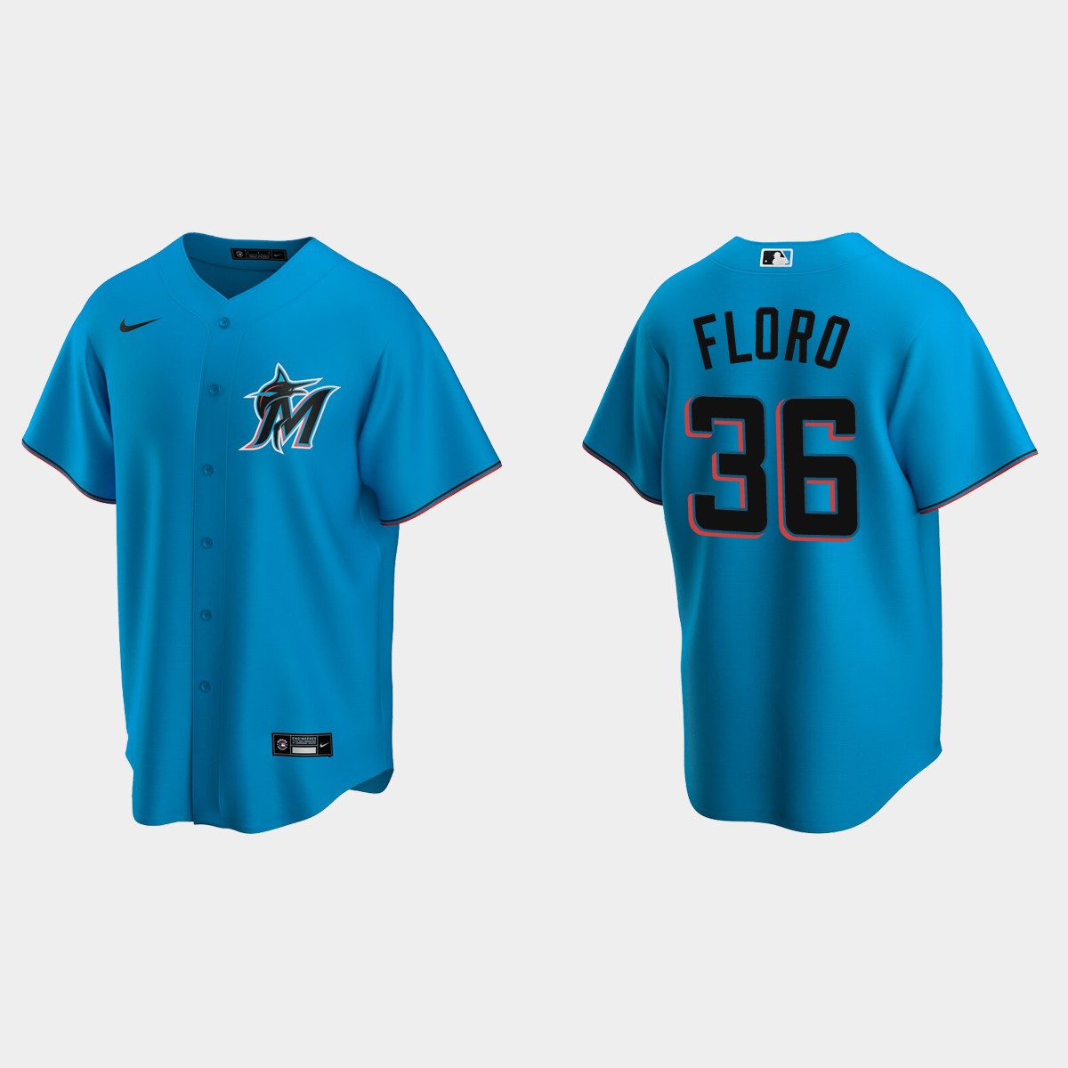 Miami Marlins #36 Dylan Floro Alternate Jersey - Blue