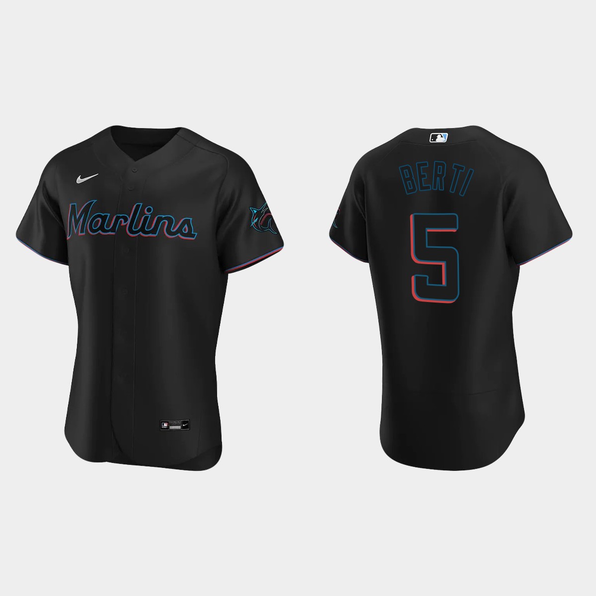 Miami Marlins #5 Jon Berti Alternate Jersey - Black