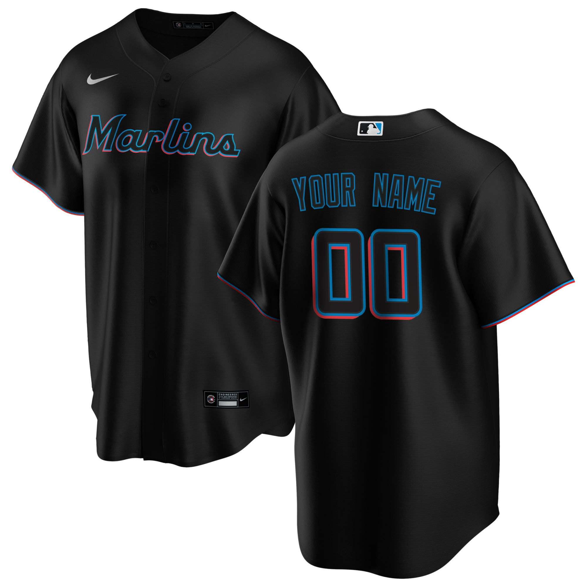 Miami Marlins Alternate Replica Custom Jersey Black Custom Jerseys 