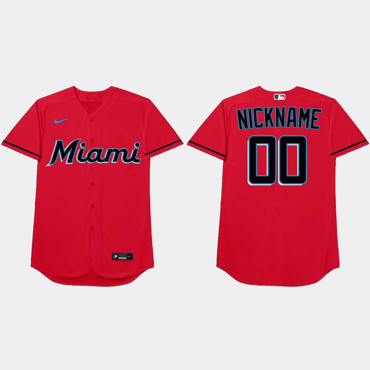 Miami Marlins Custom Players' Weekend Nickname Jersey - Red