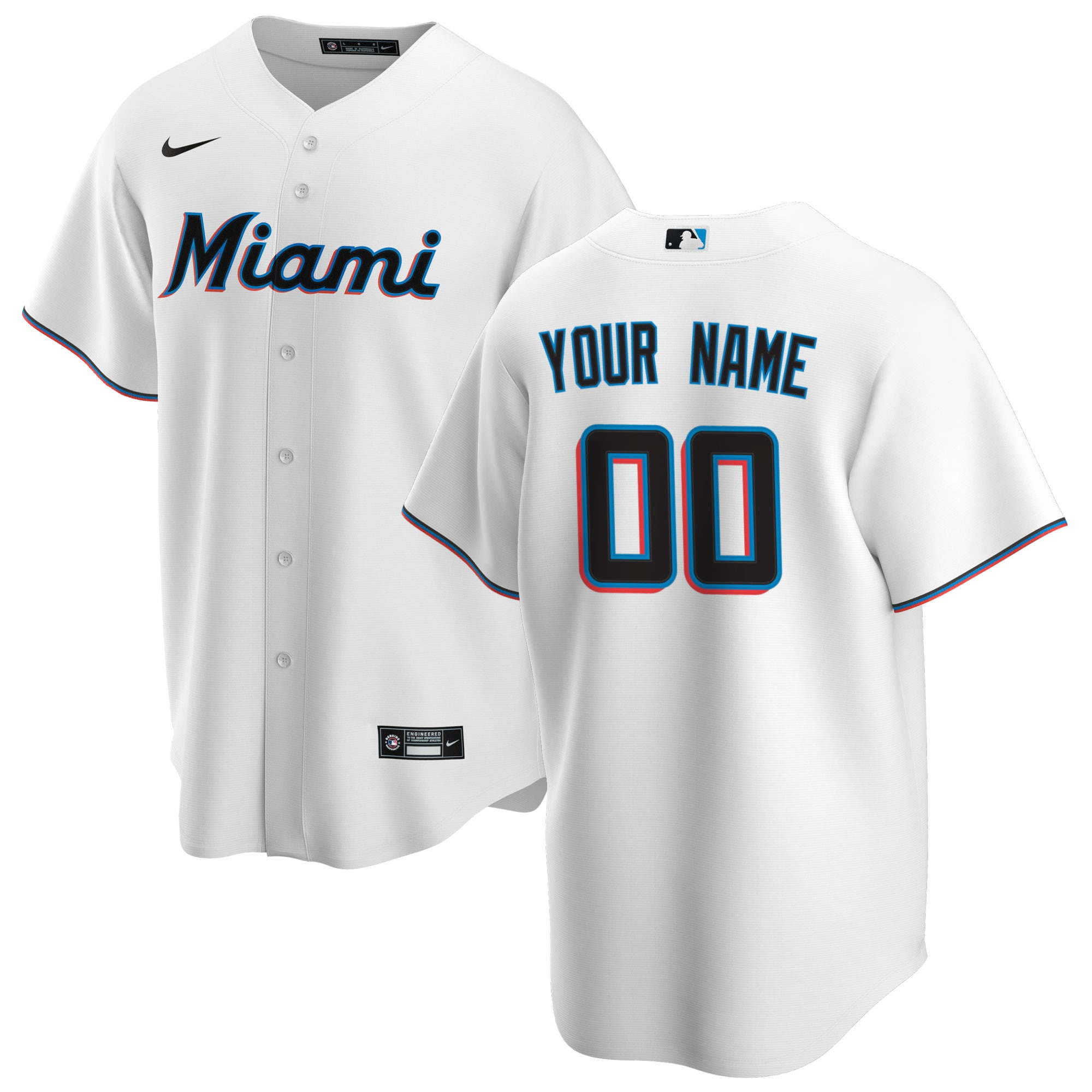 Miami Marlins Home Replica Custom Jersey White Custom Jerseys 