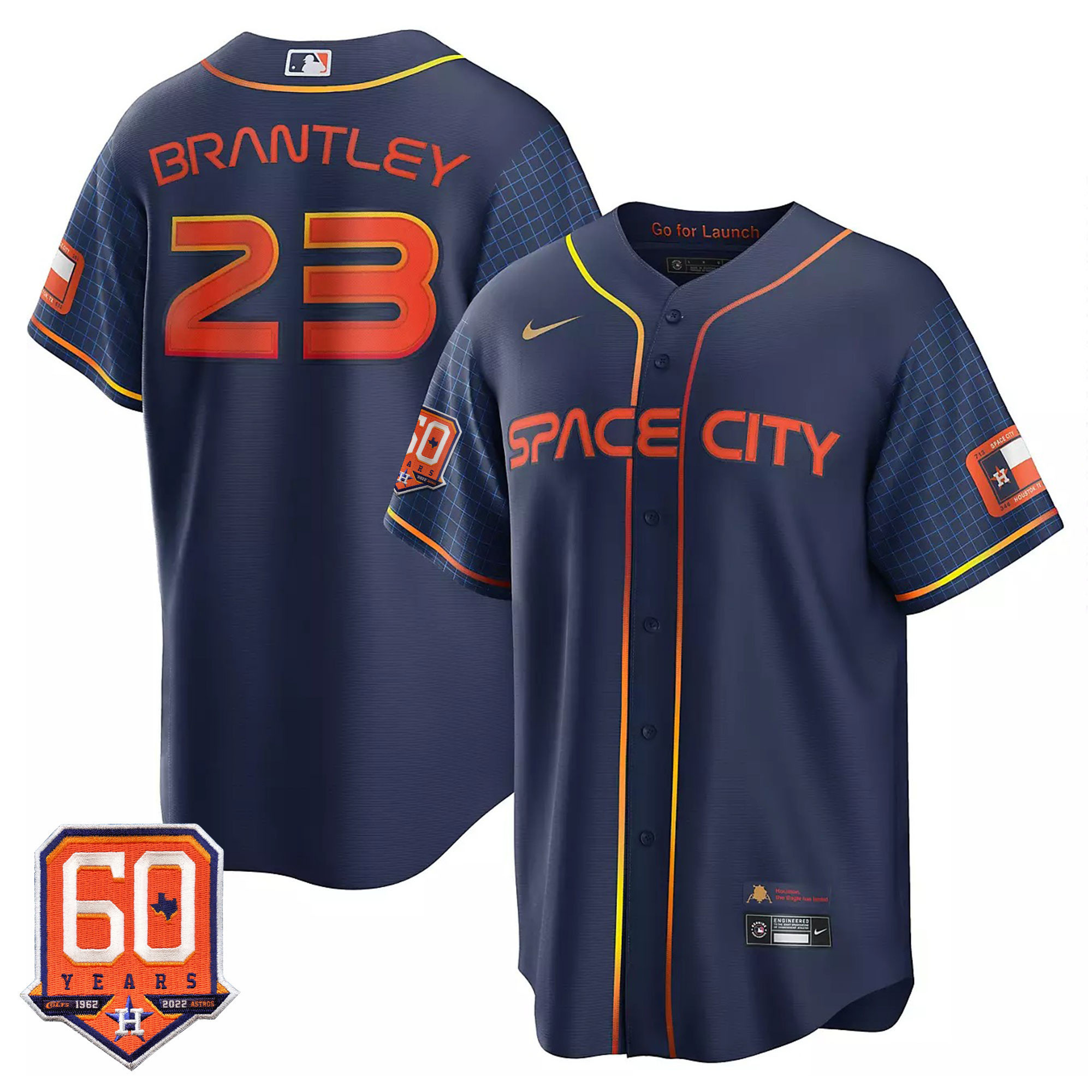 Michael Brantley Houston Astros Cool Base 60th Anniversary Patch Space City Jersey