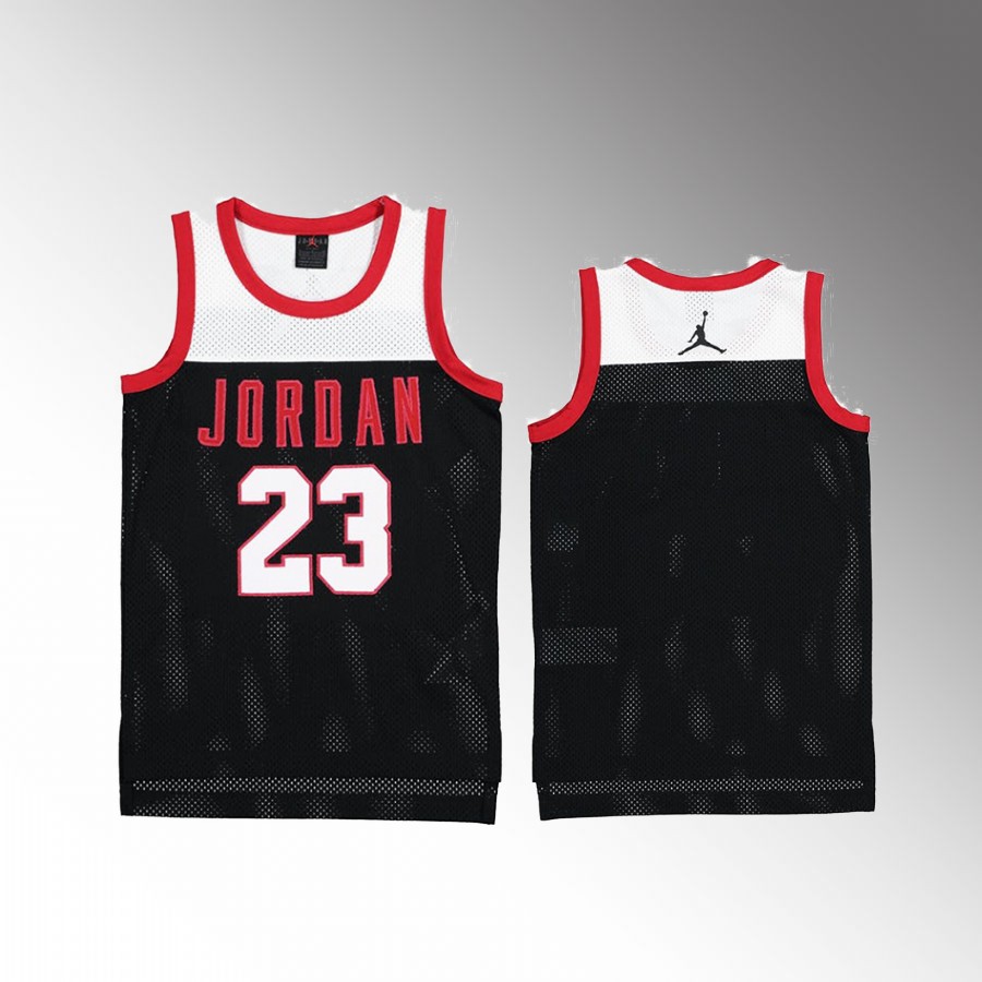 Michael Jordan Chicago Bulls Youth White Black Colour Blocked Jersey Lightweight