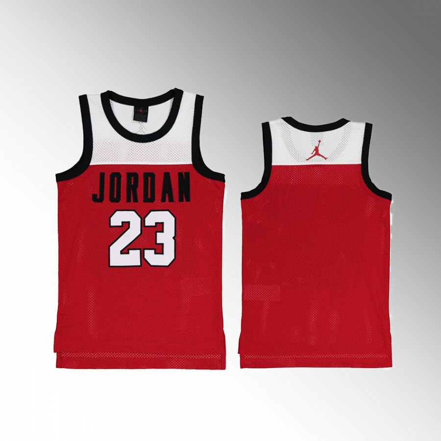 Michael Jordan Chicago Bulls Youth White Red Colour Blocked Jersey Lightweight