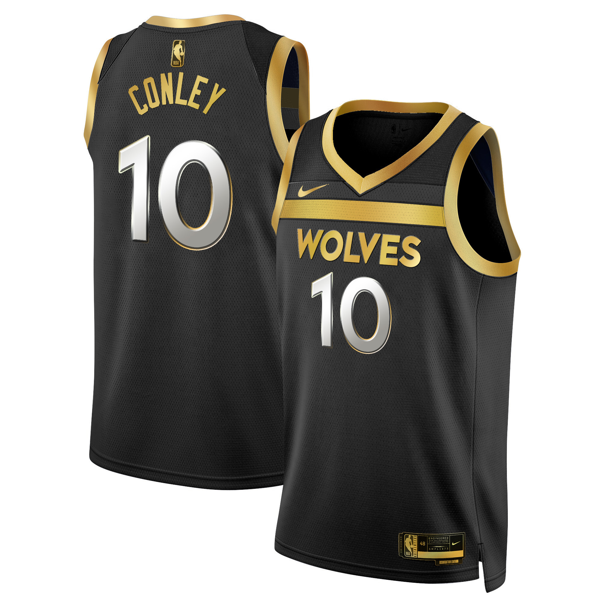 Mike Conley Men's Minnesota Timberwolves Swingman V3 Black Gold Jersey - All Stitched