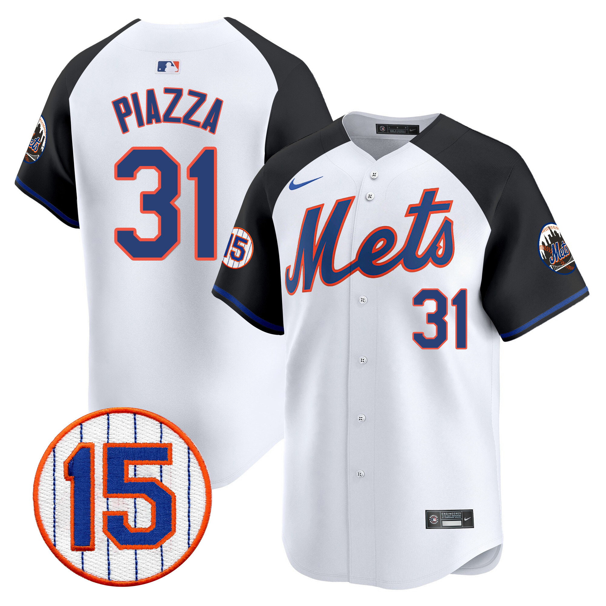 Mike Piazza Men's New York Mets Jerry Grote Patch Vapor Premier Limited Alternate Jersey