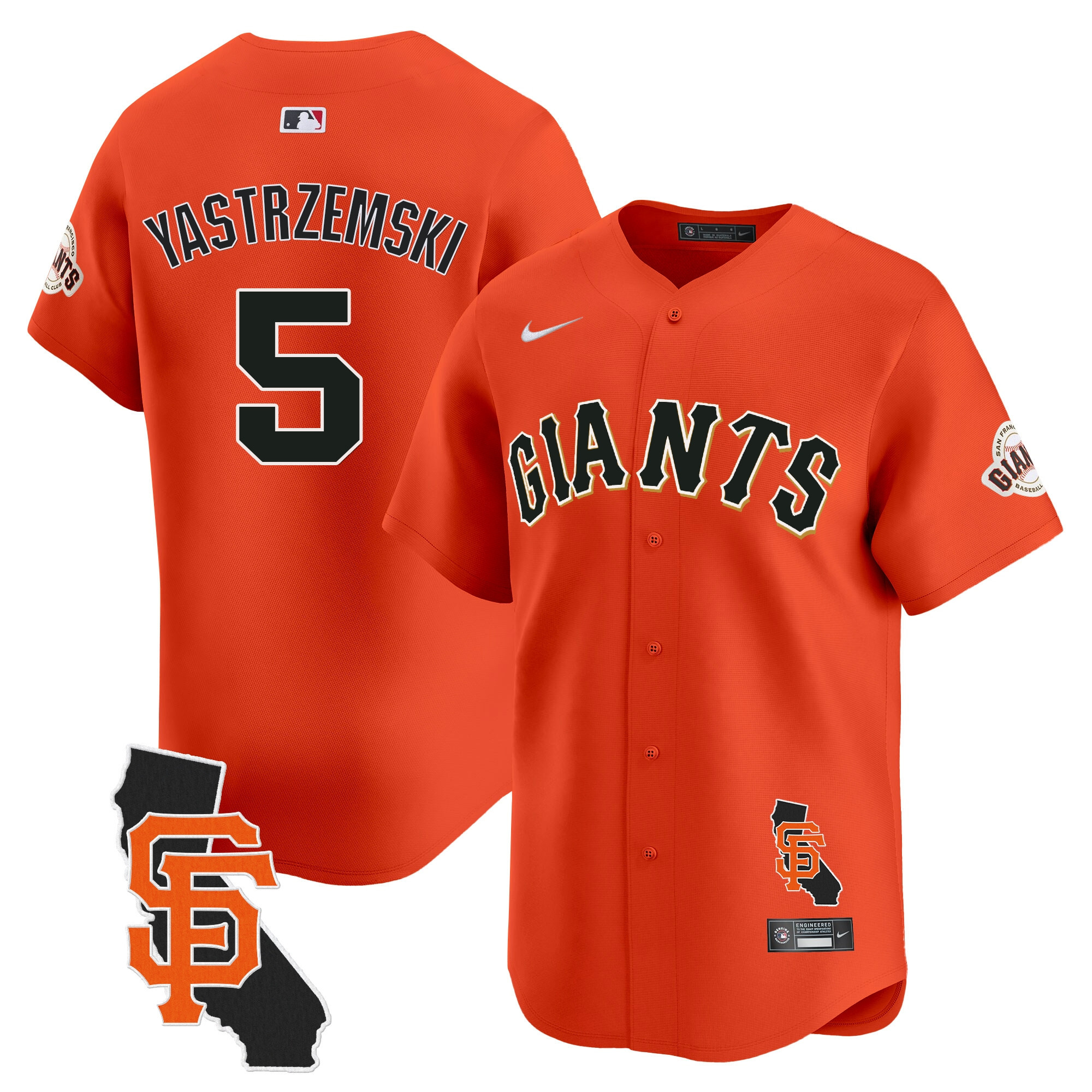 Mike Yastrzemski Men's San Francisco Giants California Patch Vapor Premier Limited Orange Jersey