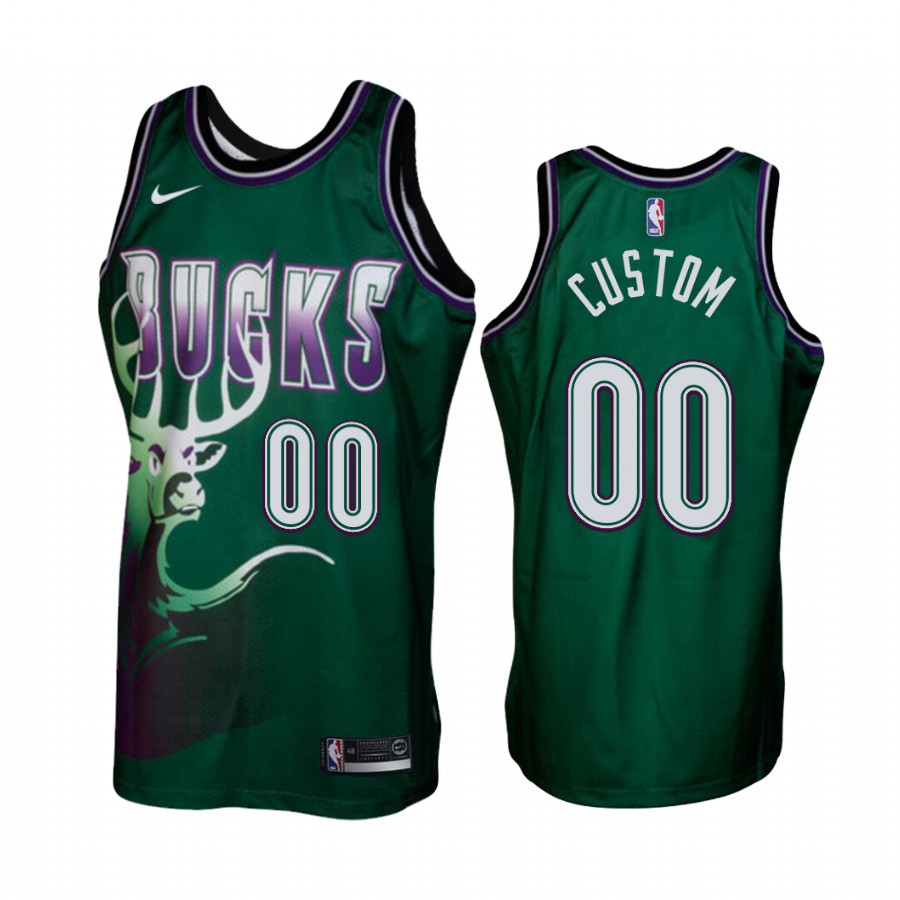 Milwaukee Bucks #00 Custom Green Hardwood Classics Men's Jersey