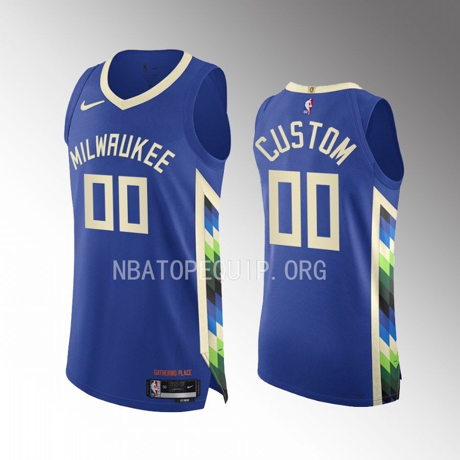Milwaukee Bucks #00 Custom Royal Jersey City Edition