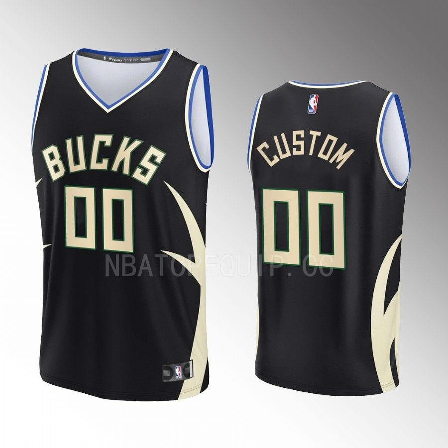 Milwaukee Bucks 00 Custom Statement Edition Men Jersey Fast Break Black