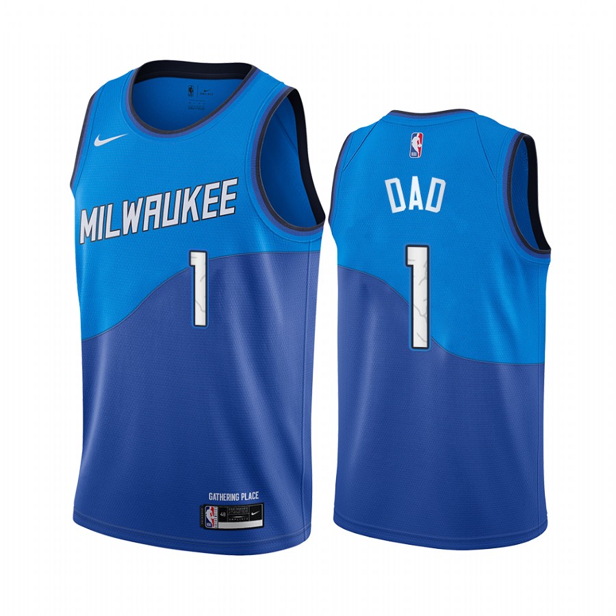 Milwaukee Bucks Fathers Day Blue No.1 Dad Jersey