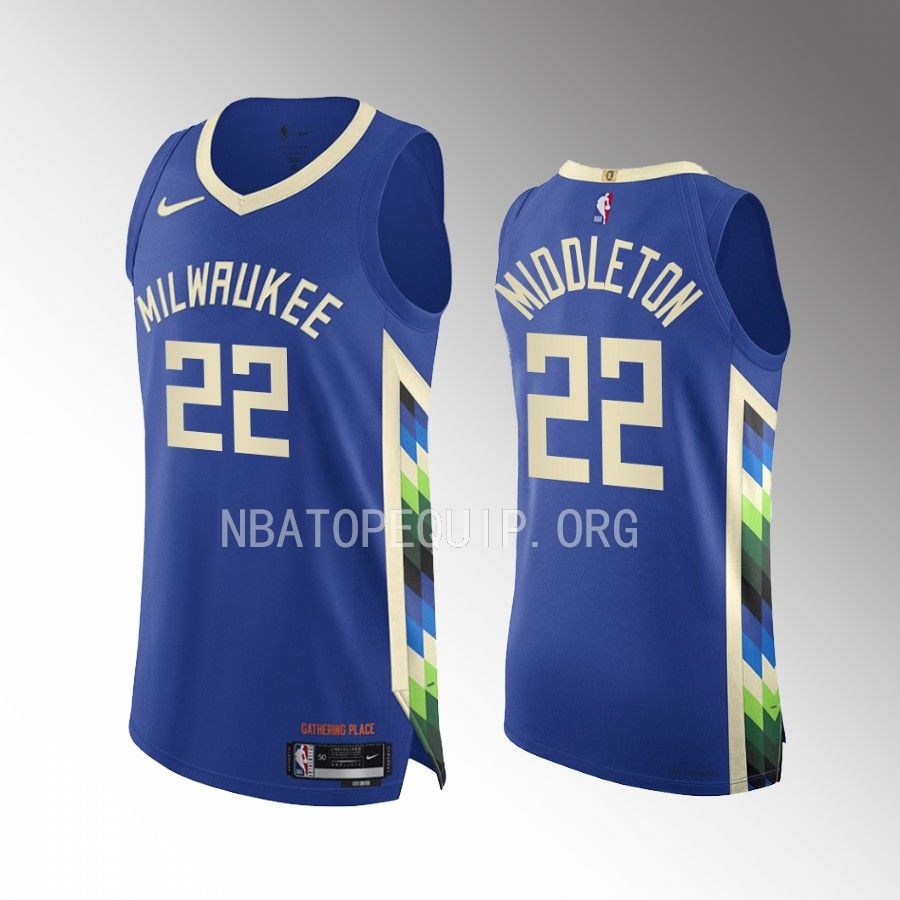 Milwaukee Bucks #22 Khris Middleton Royal Jersey City Edition