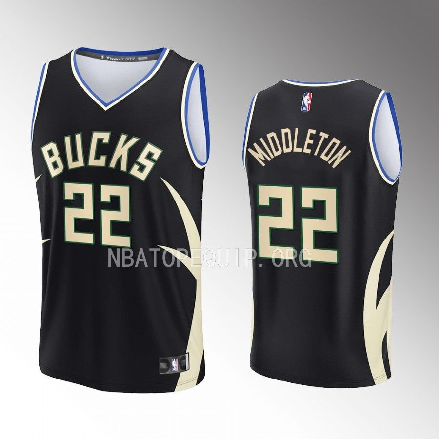 Milwaukee Bucks #22 Khris Middleton Statement Edition Jersey Fast Break Black