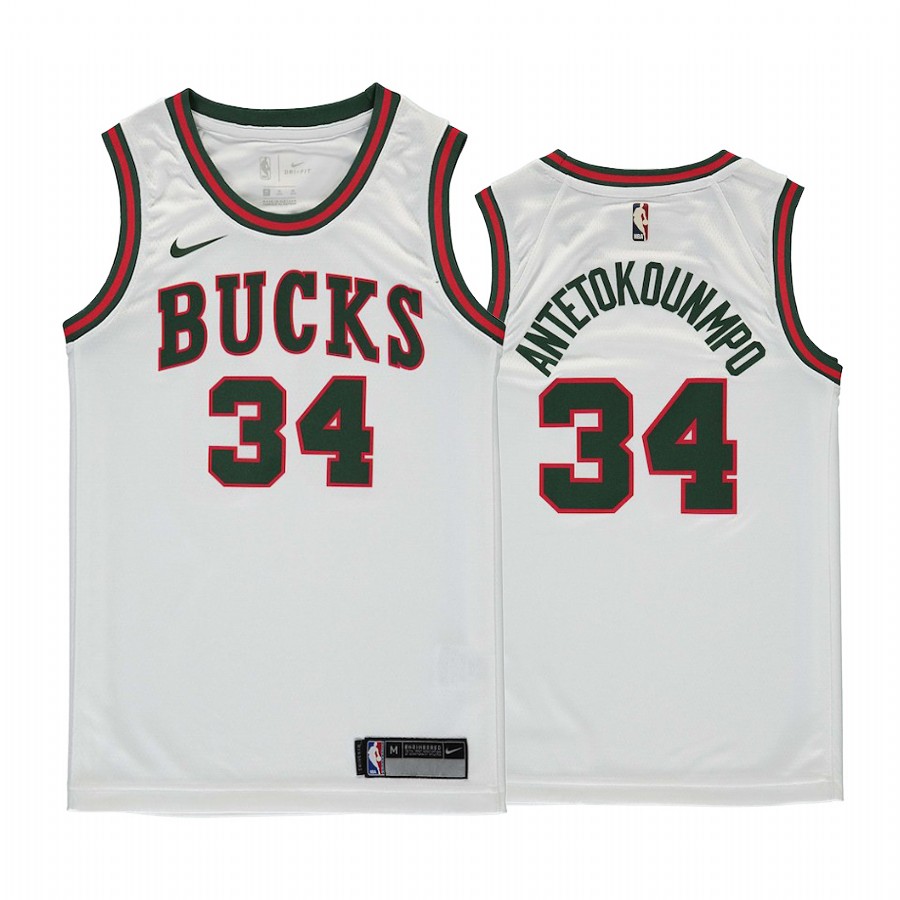 Milwaukee Bucks #34 Giannis Antetokounmpo White Hardwood Classics Youth Jersey