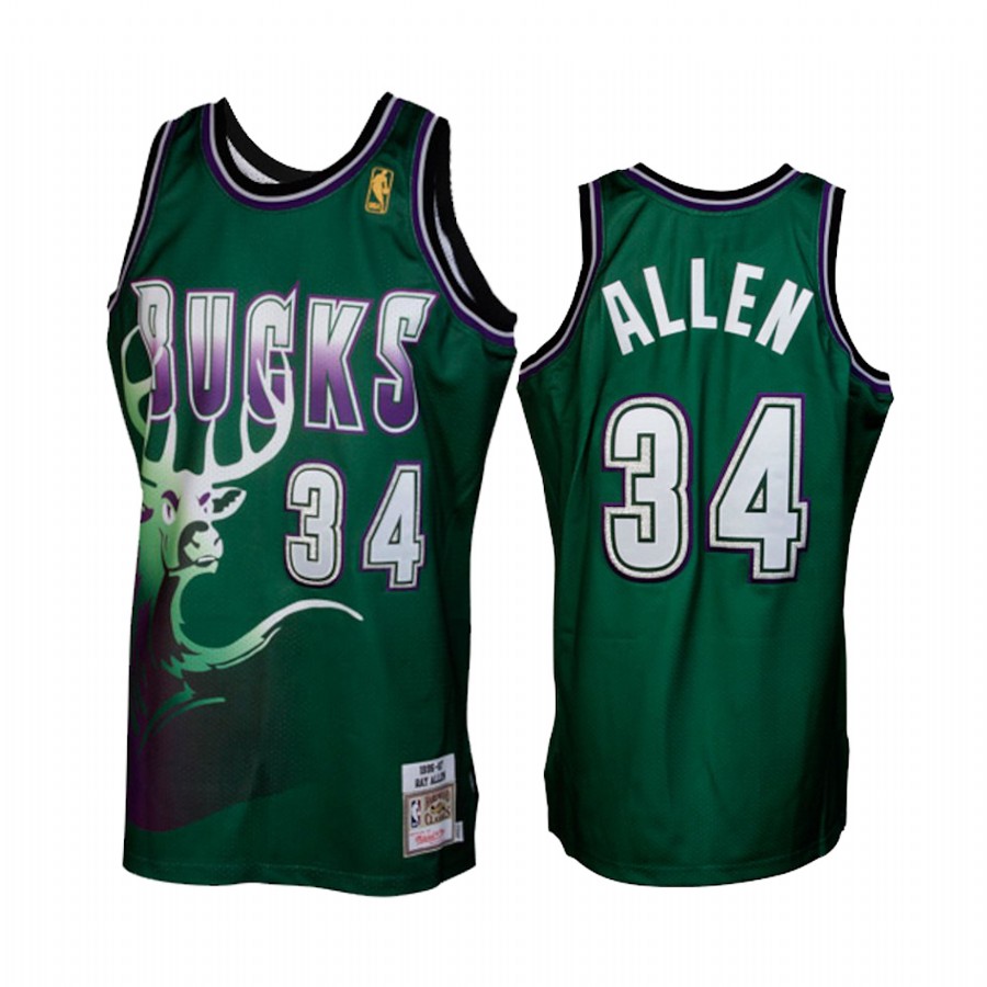Milwaukee Bucks #34 Ray Allen Green Hardwood Classics Men's Jersey