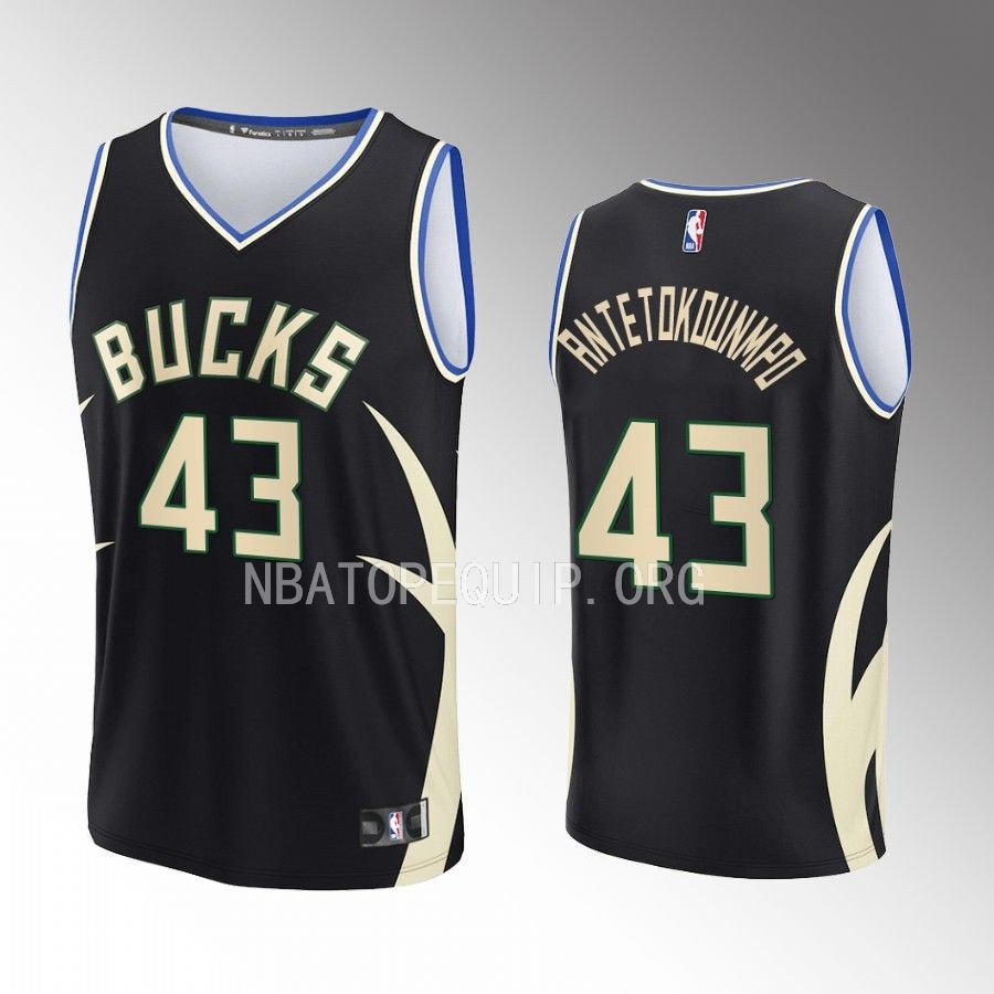 Milwaukee Bucks #43 Thanasis Antetokounmpo Statement Edition Jersey Fast Break Black