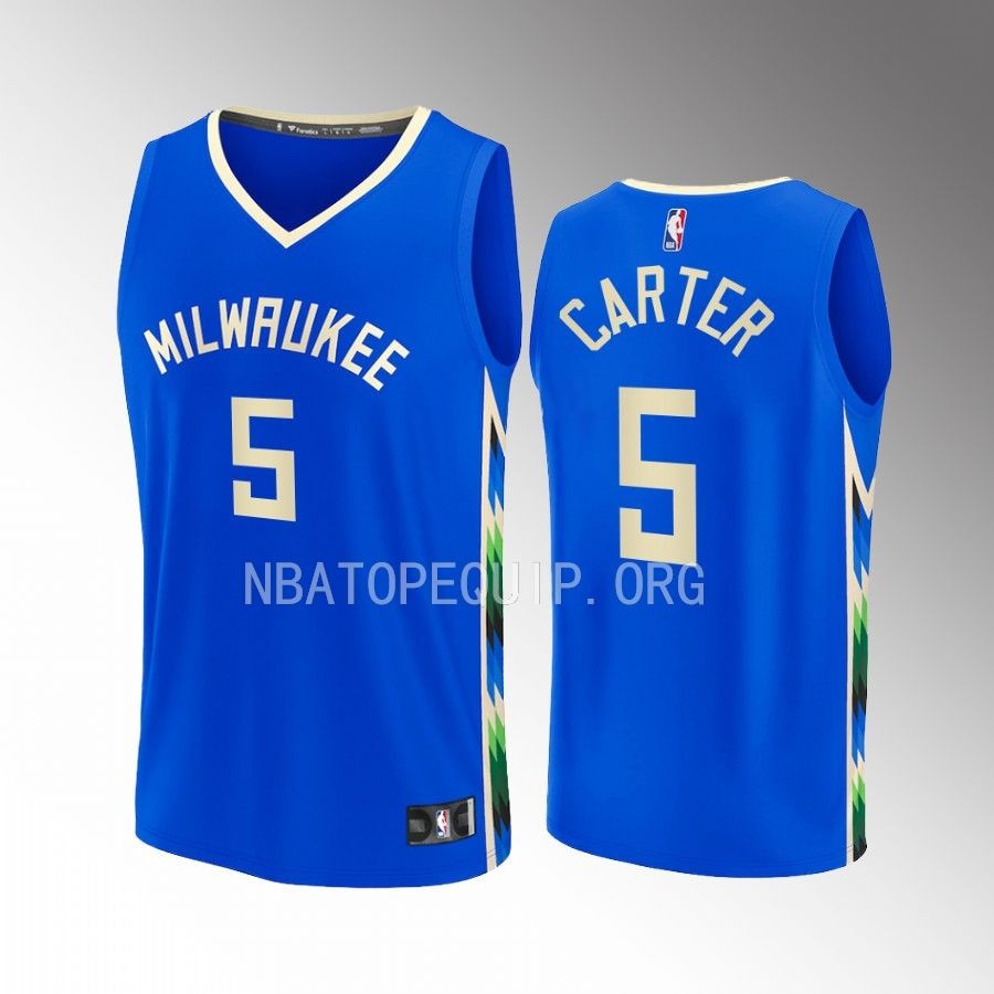 Milwaukee Bucks #5 Jevon Carter City Edition Jersey Fastbreak Royal