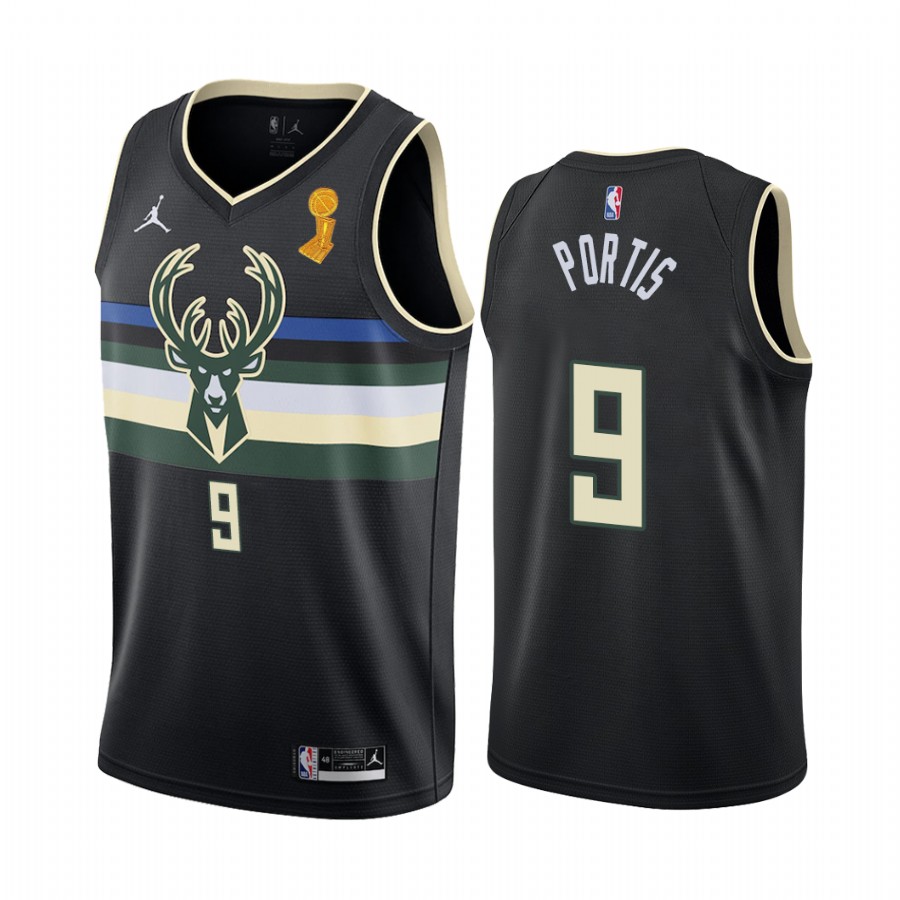 Milwaukee Bucks Bobby Portis Finals Champions Jersey Black #9