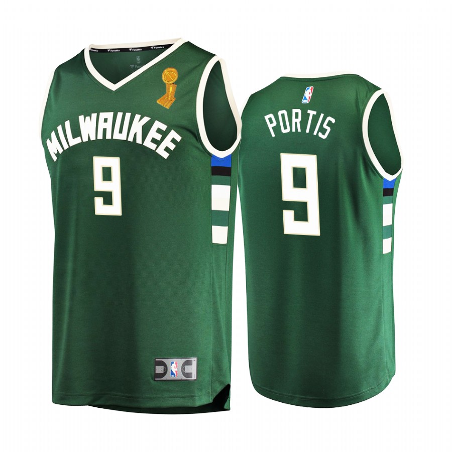 Milwaukee Bucks Bobby Portis Finals Champions Jersey Green #9