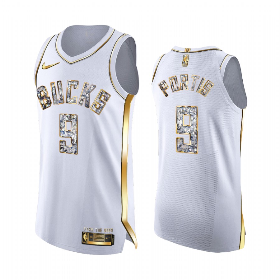 Milwaukee Bucks Bobby Portis White Diamond Edition Jersey Playoffs #9