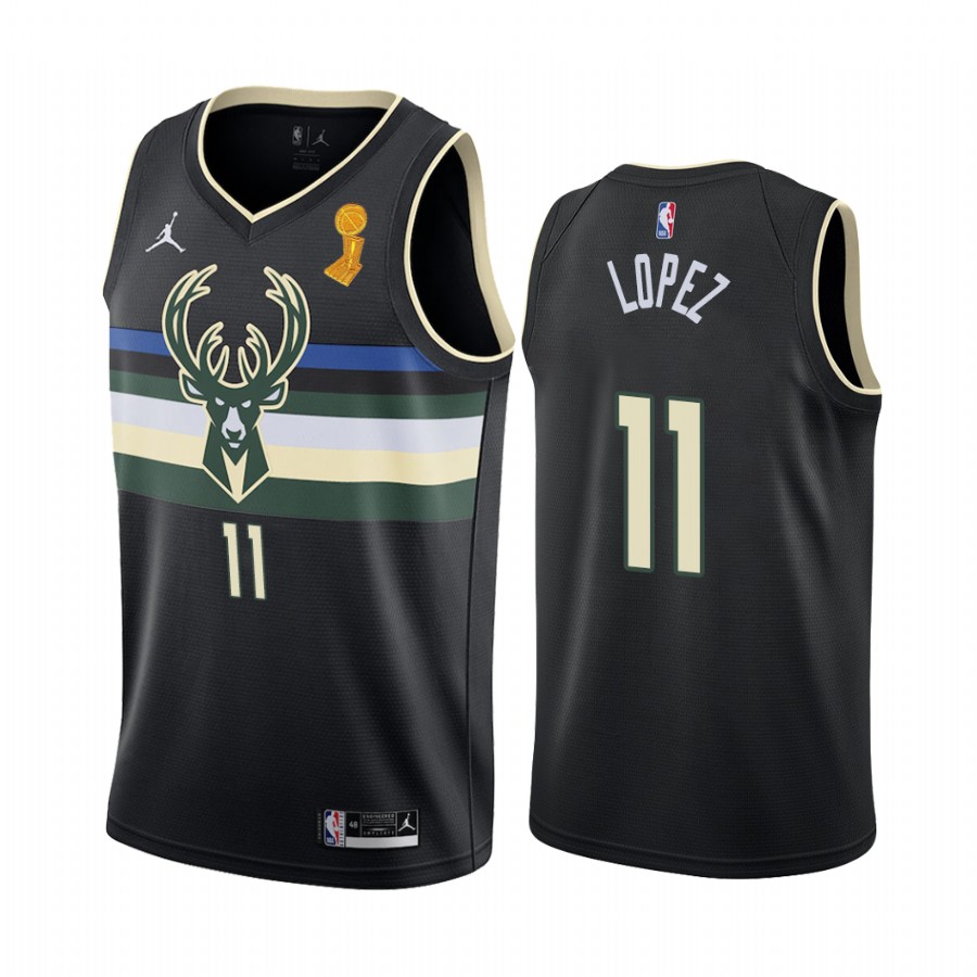 Milwaukee Bucks Brook Lopez Finals Champions Jersey Black #11