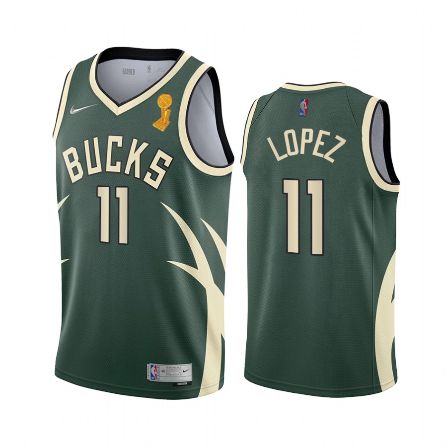 Milwaukee Bucks Brook Lopez Finals Champions Jersey Green #11