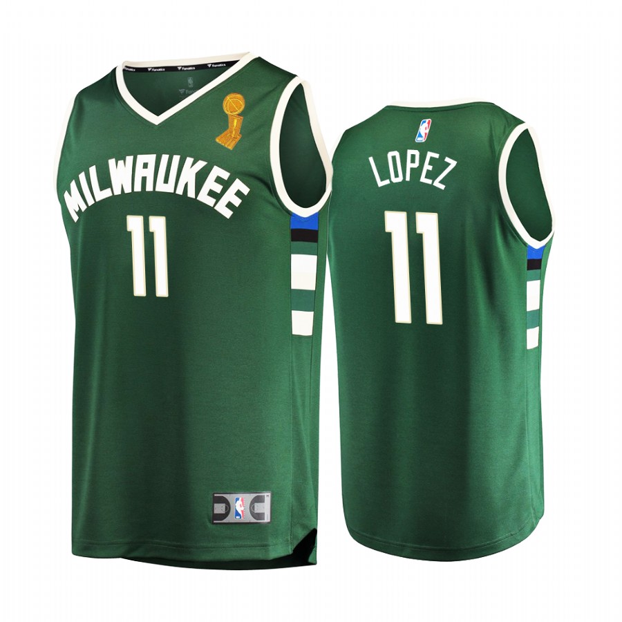 Milwaukee Bucks Brook Lopez Finals Champions Jersey Green #11