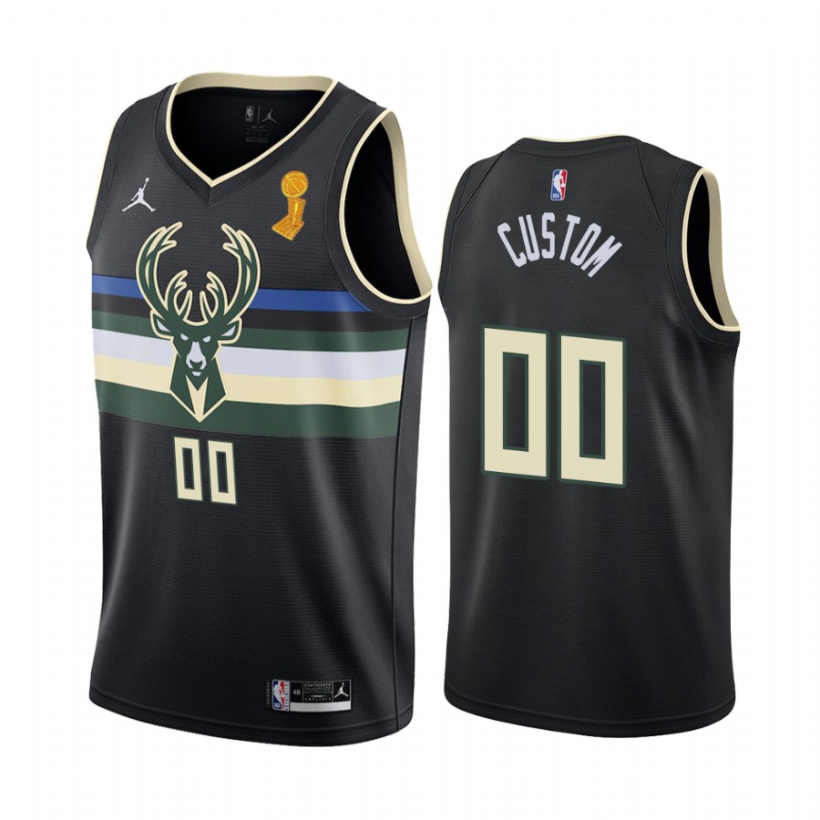 Milwaukee Bucks Custom Finals Champions Jersey Black #00