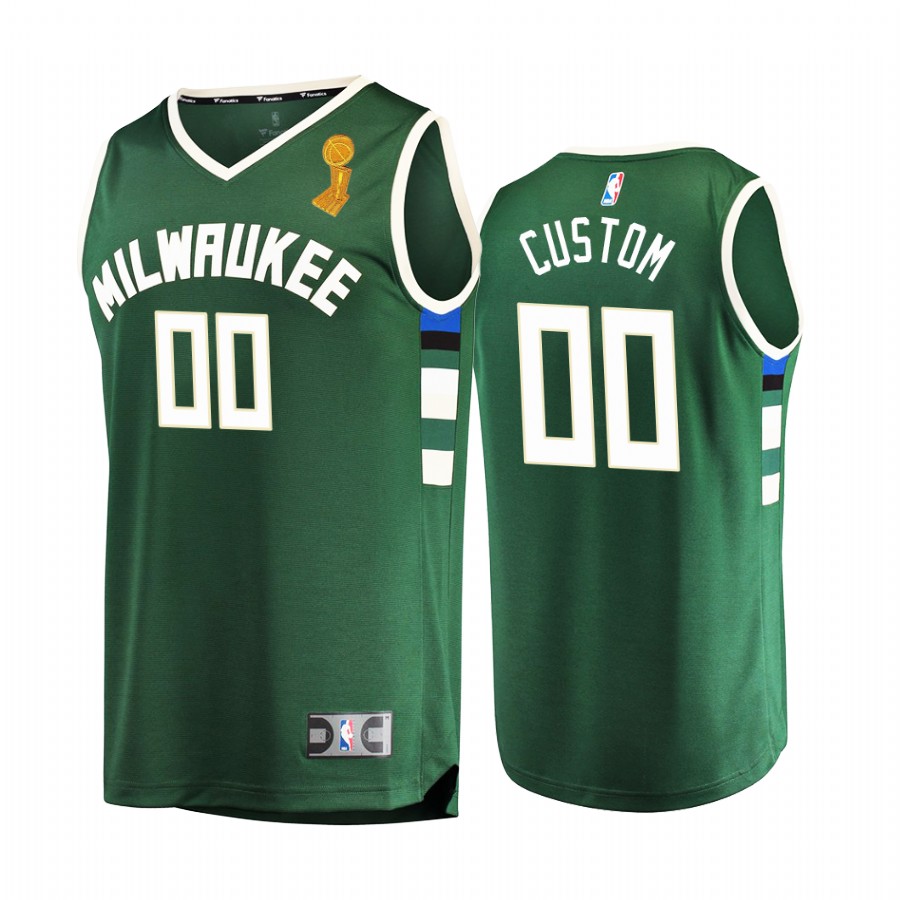 Milwaukee Bucks Custom Finals Champions Jersey Green #00