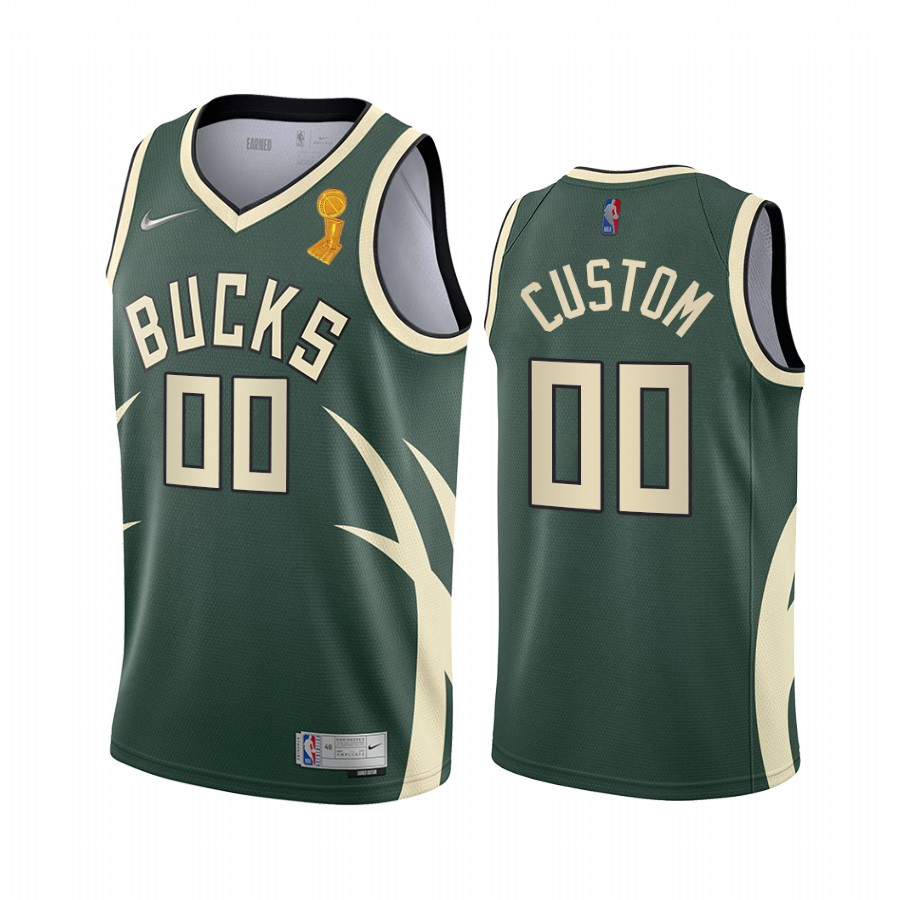 Milwaukee Bucks Custom Finals Champions Jersey Green #00