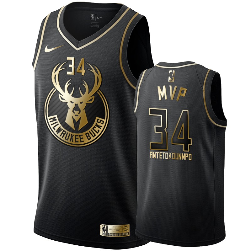 Milwaukee Bucks Giannis Antetokounmpo #34 MVP Golden Edition Jersey