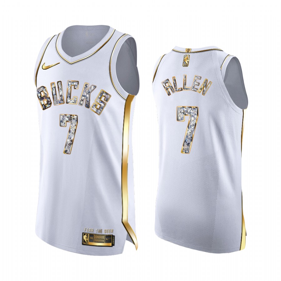 Milwaukee Bucks Grayson Allen White Diamond Edition Jersey Playoffs #7