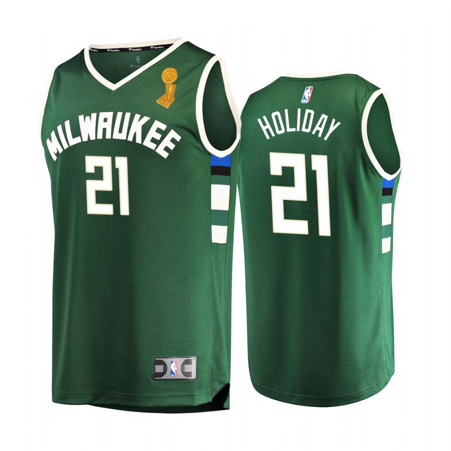 Milwaukee Bucks Jrue Holiday Finals Champions Jersey Green #21