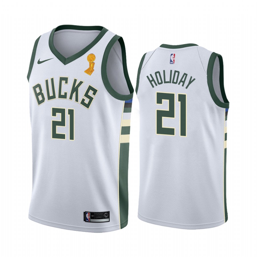 Milwaukee Bucks Jrue Holiday Finals Champions Jersey White #21